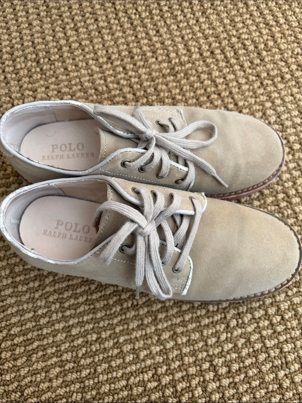 Kids Polo by Ralph Lauren Light Beige Suede Lace-Up Oxfords